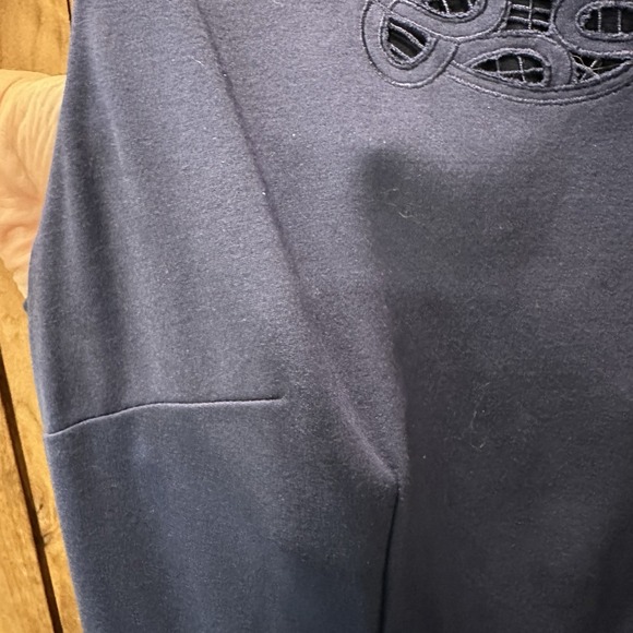 Talbots Eyelet Embroidery Dress Sheath Navy Blue Sz 8 Career Preppy‎ Classic - Picture 4 of 13